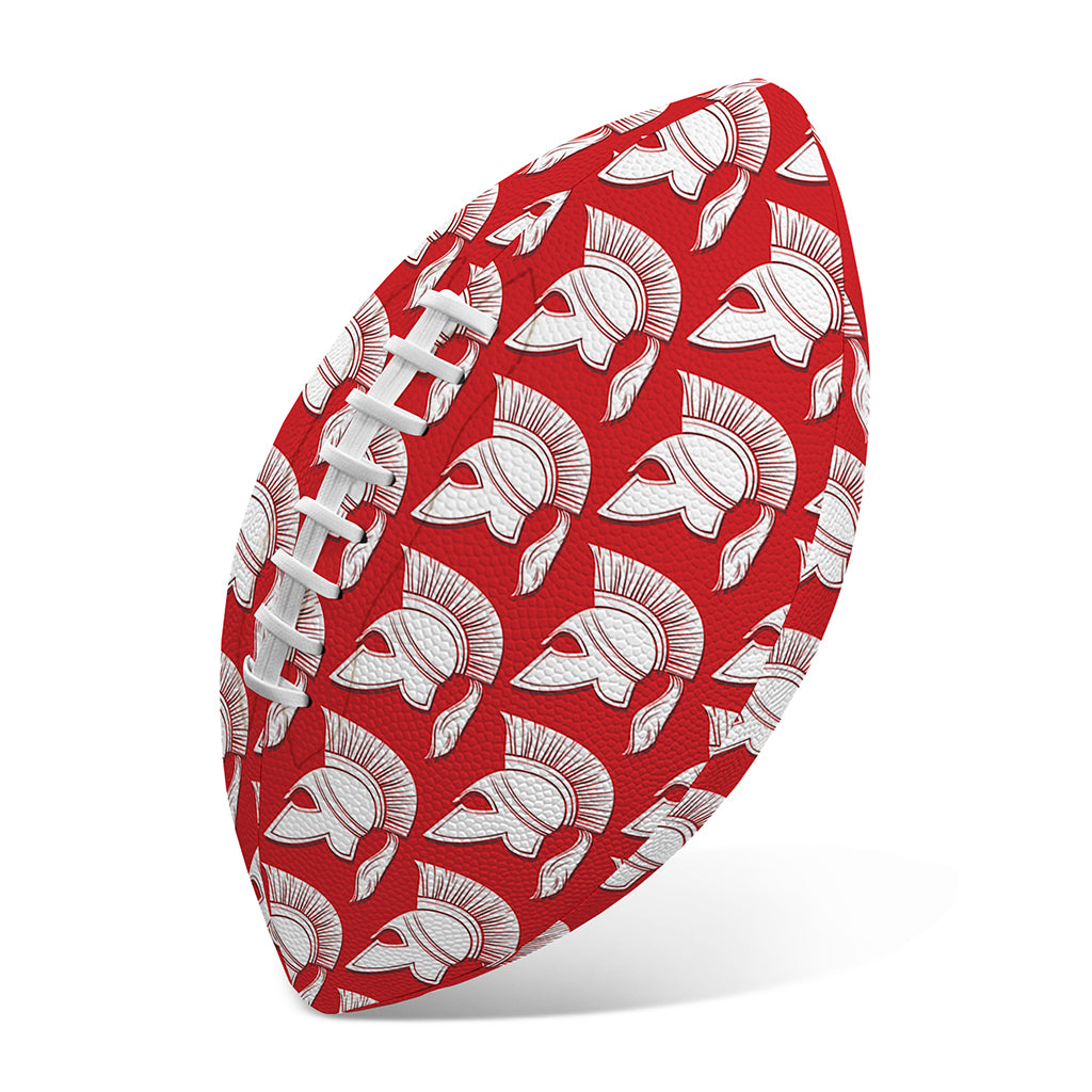 White And Red Spartan Pattern Print Rugby Ball