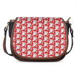 White And Red Spartan Pattern Print Saddle Bag