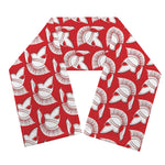 White And Red Spartan Pattern Print Scarf