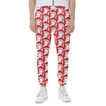 White And Red Spartan Pattern Print Scuba Joggers