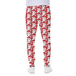 White And Red Spartan Pattern Print Scuba Joggers