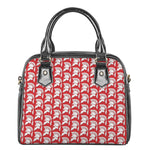White And Red Spartan Pattern Print Shoulder Handbag
