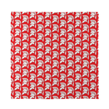 White And Red Spartan Pattern Print Silk Bandana