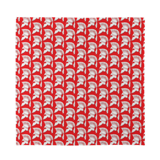 White And Red Spartan Pattern Print Silk Bandana