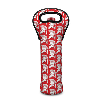 White And Red Spartan Pattern Print Single Neoprene Wine Tote