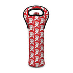 White And Red Spartan Pattern Print Single Neoprene Wine Tote