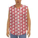 White And Red Spartan Pattern Print Sleeveless Baseball Jersey