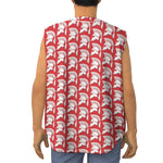 White And Red Spartan Pattern Print Sleeveless Baseball Jersey