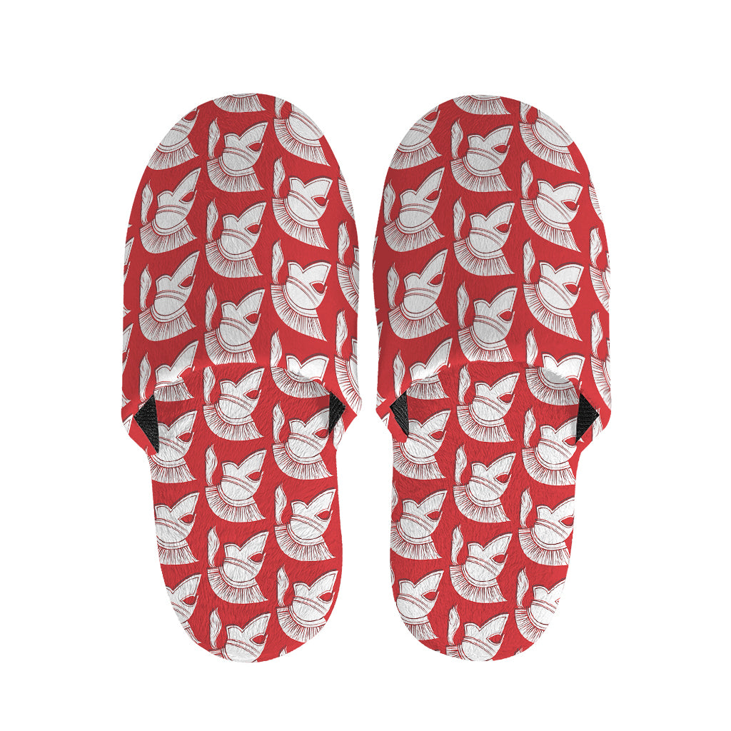 White And Red Spartan Pattern Print Slippers