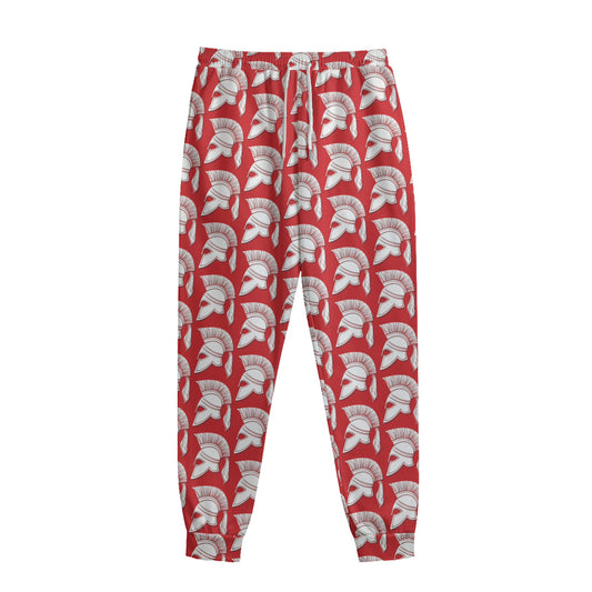 White And Red Spartan Pattern Print Sweatpants