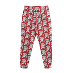 White And Red Spartan Pattern Print Sweatpants