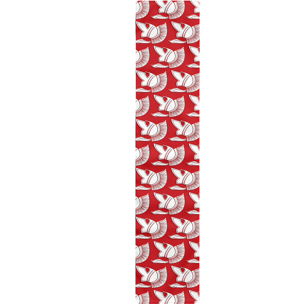 White And Red Spartan Pattern Print Table Runner
