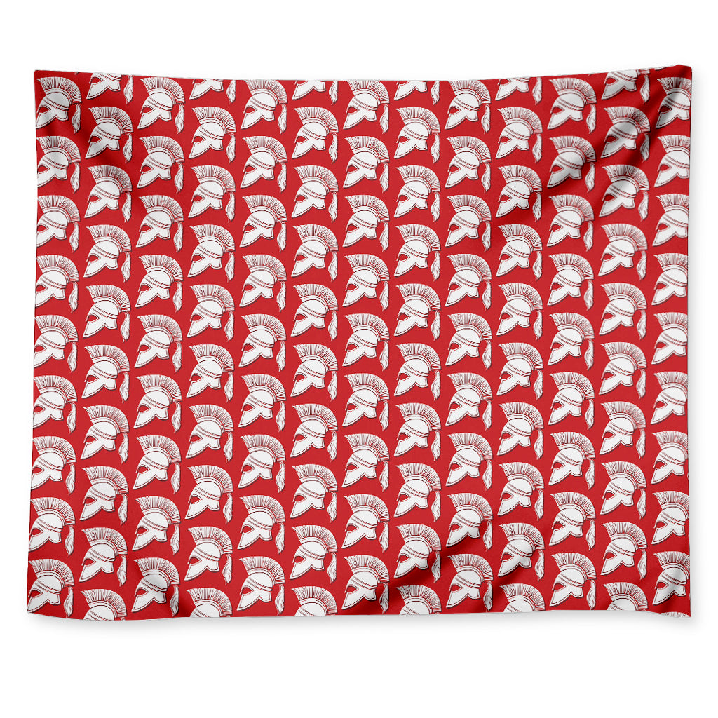 White And Red Spartan Pattern Print Tapestry