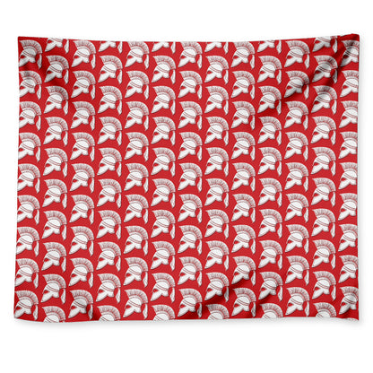 White And Red Spartan Pattern Print Tapestry