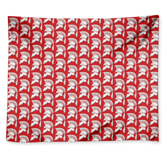 White And Red Spartan Pattern Print Tapestry