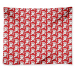 White And Red Spartan Pattern Print Tapestry