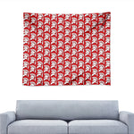 White And Red Spartan Pattern Print Tapestry