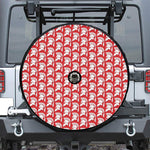White And Red Spartan Pattern Print Tire Cover With Camera Hole