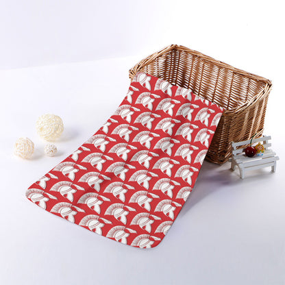 White And Red Spartan Pattern Print Towel