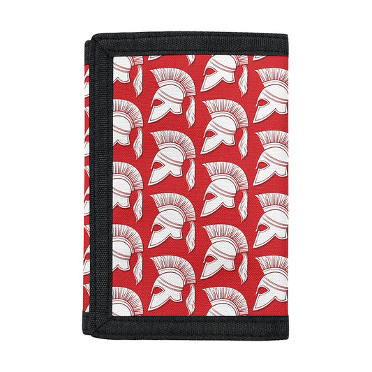 White And Red Spartan Pattern Print Trifold Wallet