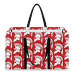 White And Red Spartan Pattern Print Utility Tote Bag