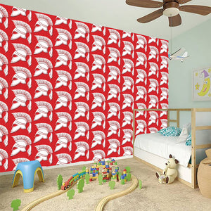 White And Red Spartan Pattern Print Wall Sticker