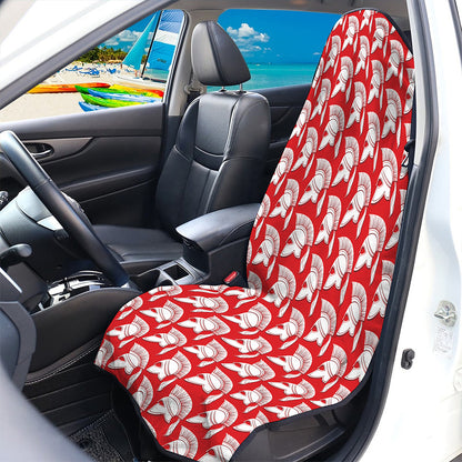 White And Red Spartan Pattern Print Waterproof Car Seat Cover