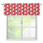 White And Red Spartan Pattern Print Window Valance