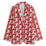 White And Red Spartan Pattern Print Women's Blazer
