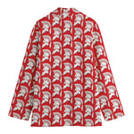 White And Red Spartan Pattern Print Women's Blazer