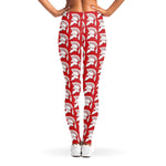 White And Red Spartan Pattern Print Women's Leggings