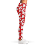 White And Red Spartan Pattern Print Women's Leggings