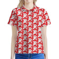 White And Red Spartan Pattern Print Women's Polo Shirt