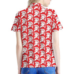 White And Red Spartan Pattern Print Women's Polo Shirt