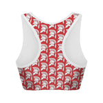White And Red Spartan Pattern Print Women's Sports Bra
