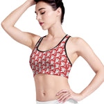 White And Red Spartan Pattern Print Women's Sports Bra