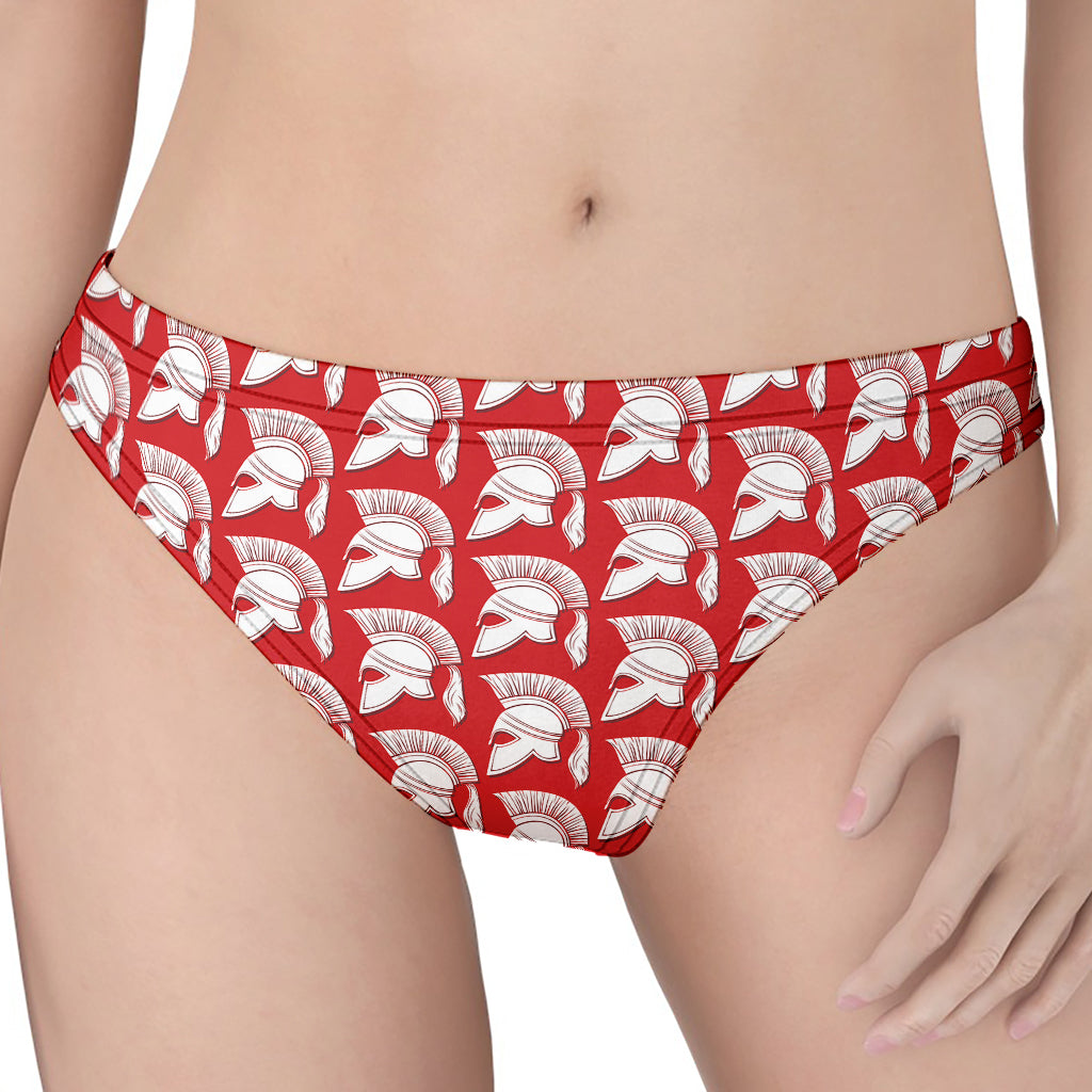 White And Red Spartan Pattern Print Women's Thong