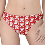 White And Red Spartan Pattern Print Women's Thong
