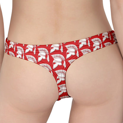 White And Red Spartan Pattern Print Women's Thong