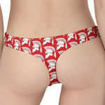 White And Red Spartan Pattern Print Women's Thong