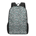 White And Teal Leopard Print 17 Inch Backpack