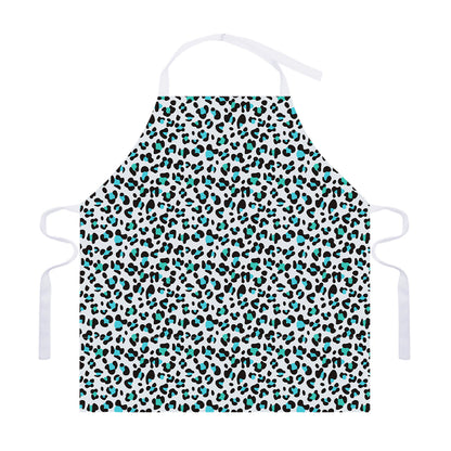 White And Teal Leopard Print Adjustable Apron