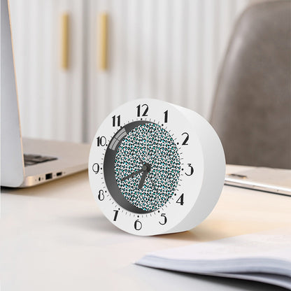White And Teal Leopard Print Alarm Clock