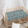 White And Teal Leopard Print Baby Crib Sheet