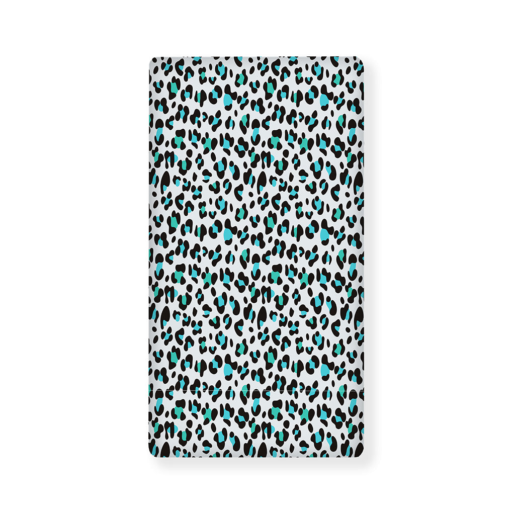 White And Teal Leopard Print Baby Crib Sheet