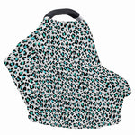 White And Teal Leopard Print Baby Seat Cover