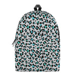 White And Teal Leopard Print Backpack