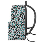 White And Teal Leopard Print Backpack