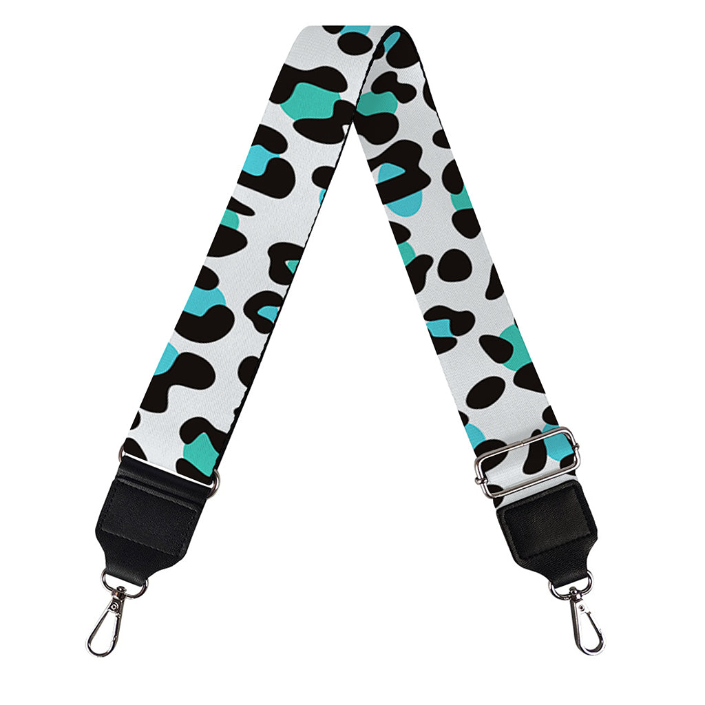 White And Teal Leopard Print Bag Strap