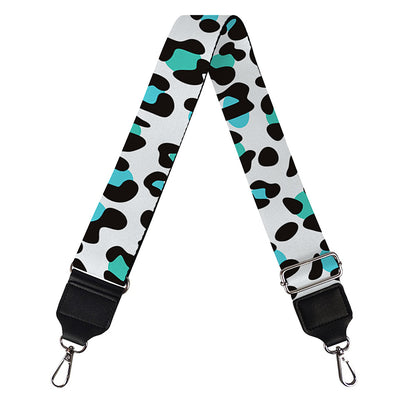 White And Teal Leopard Print Bag Strap